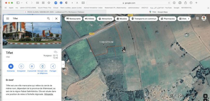 terrain agricole a vendre SUP 15774 M2 a tiffelt