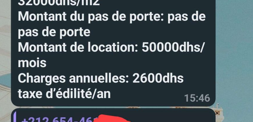 MAGASIN A VENDRE ET A LOUER  A BD ROUDANI SUP 171 M +SP 